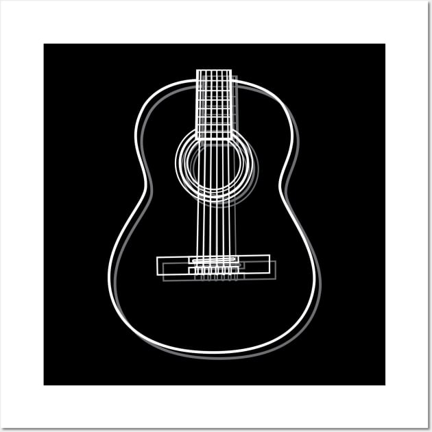 Classical Acoustic Guitar Body Outline Dark Theme Wall Art by nightsworthy